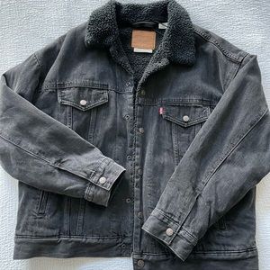 Levi’s black Sherpa jean jacket